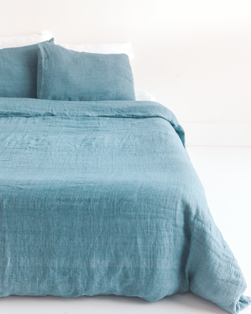 Linen Duvet Cover Set - Denim Blue-2