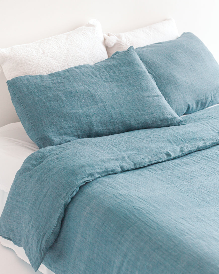 Linen Duvet Cover Set - Denim Blue-3