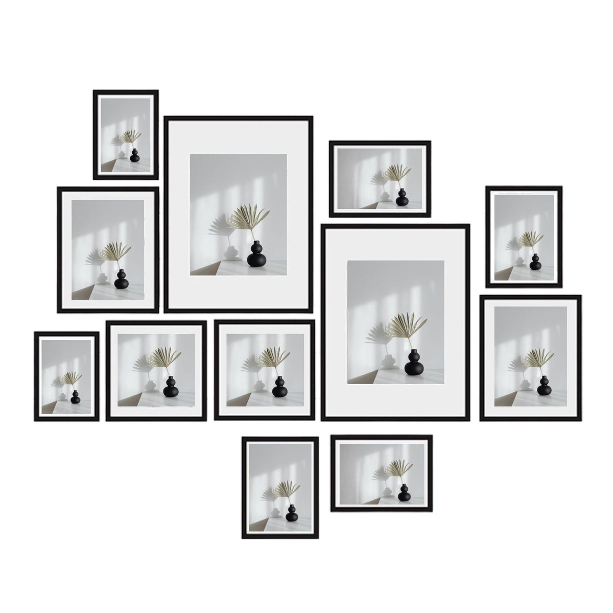 Kitchee 12 Pieces Photo Frame Set - Modern Gallery Wall Pack Matte Black