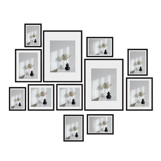 Kitchee 12 Pieces Photo Frame Set - Modern Gallery Wall Pack Matte Black