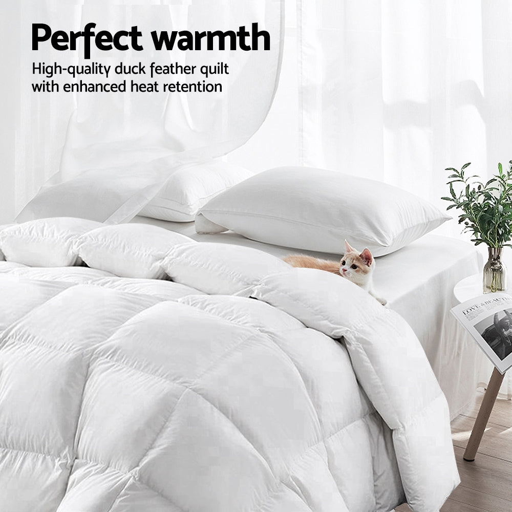 NNEDSZ  Duck Down Feather Quilt 700GSM Blanket Duvet Cover Doona Winter Queen-2