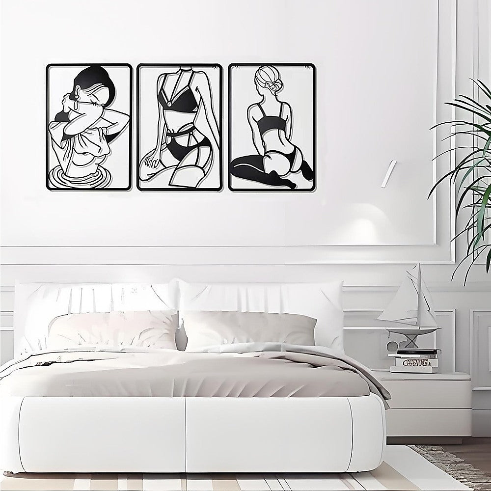NNEDSZ 3pc Modern Metal Wall Art Decor Abstract Minimalist Decoration
