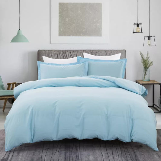 NNEDSZ 100% cotton Premium Doona Duvet Quilt Cover Set with Soft Pillowcases - Aqua-Double-0