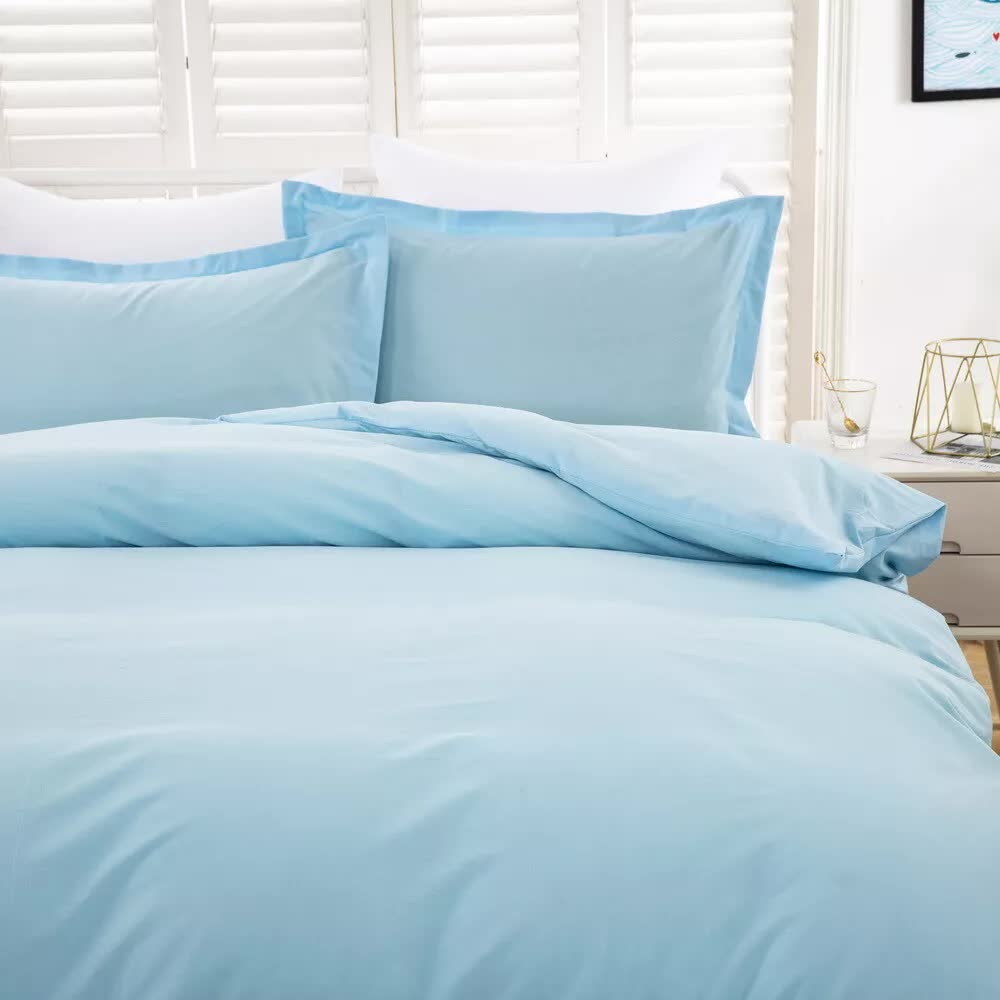 NNEDSZ 100% cotton Premium Doona Duvet Quilt Cover Set with Soft Pillowcases - Aqua-Double-3