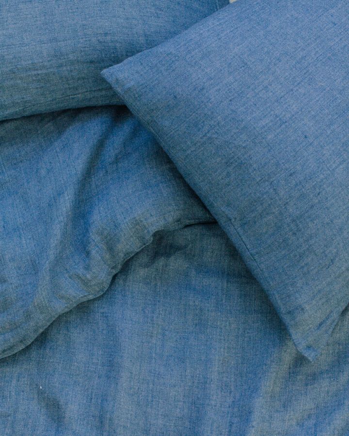 Linen Duvet Cover Set - Denim Blue-1