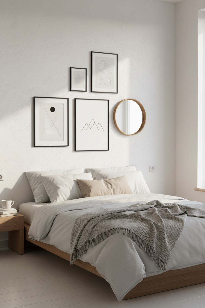 Bedroom gallery wall mockup