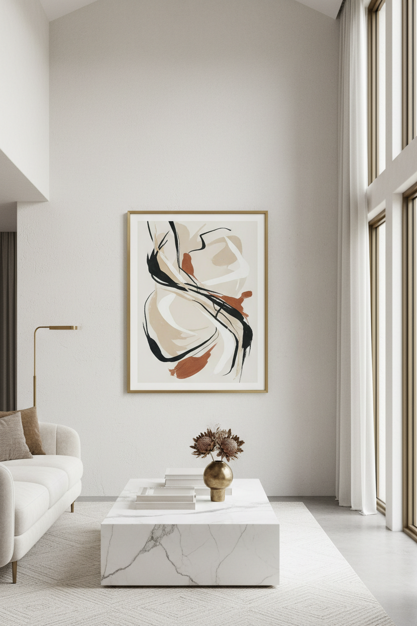Abstract Wall Art in Luxury Living Room