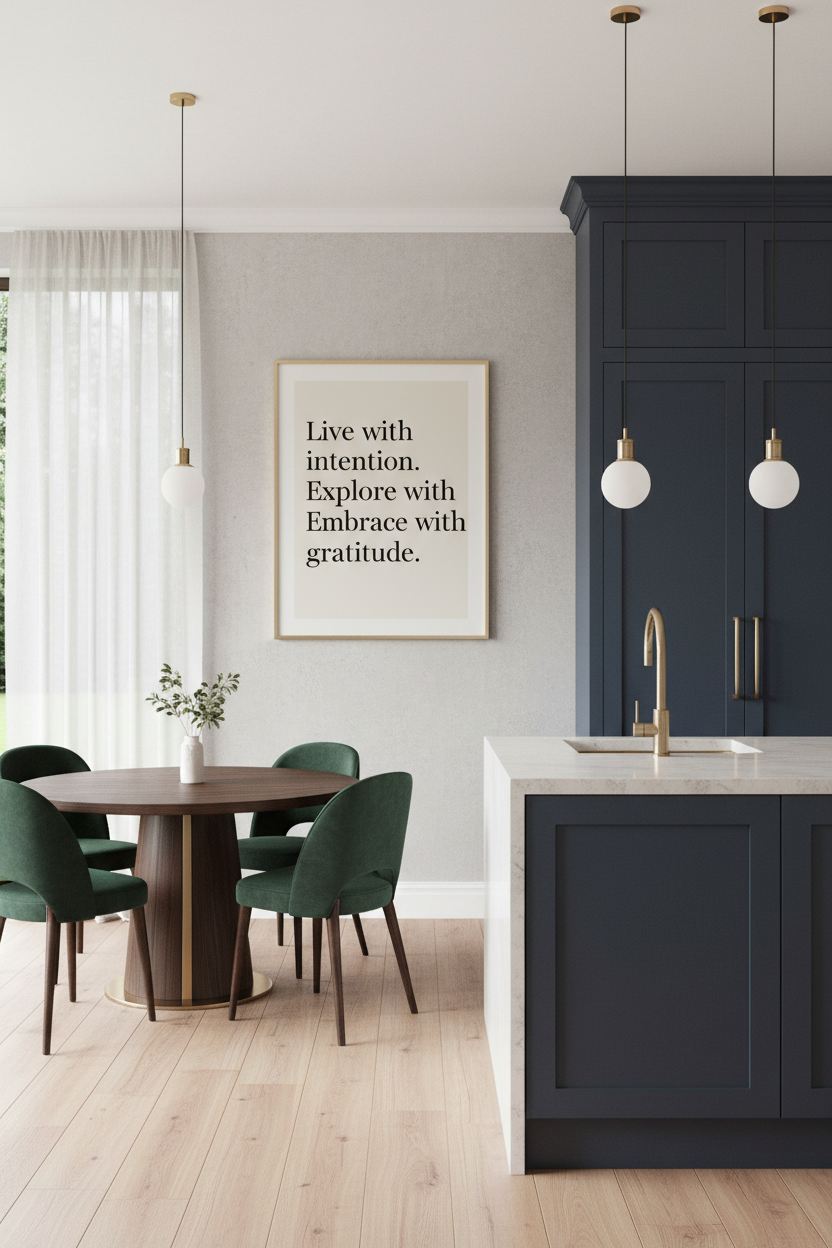 Typography Wall Art in Luxury Kitchen